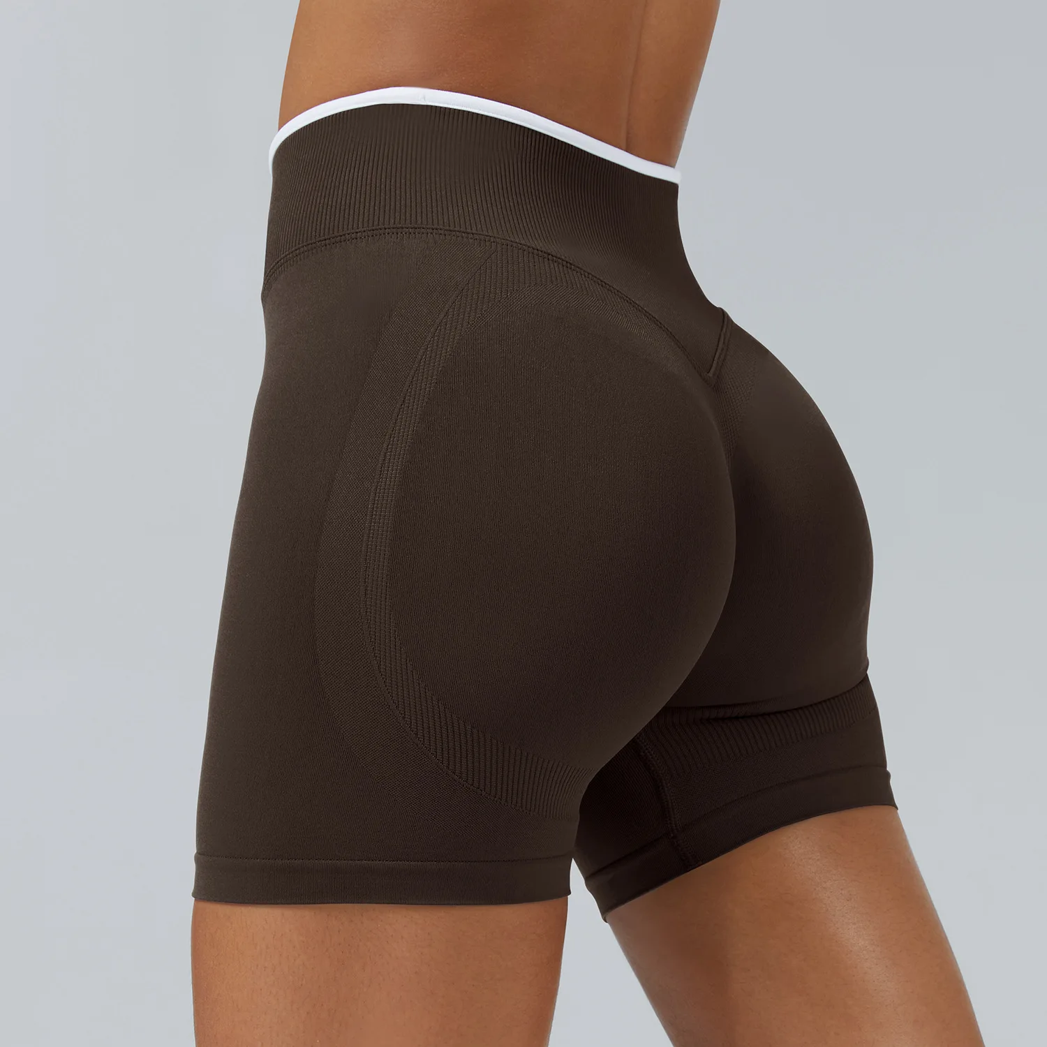 Seamless V Back Yoga Shorts Women Sportwear Fitness Tights Elastic Scrunch Gym Cycling Push Up Running Workout High Waist Shorts