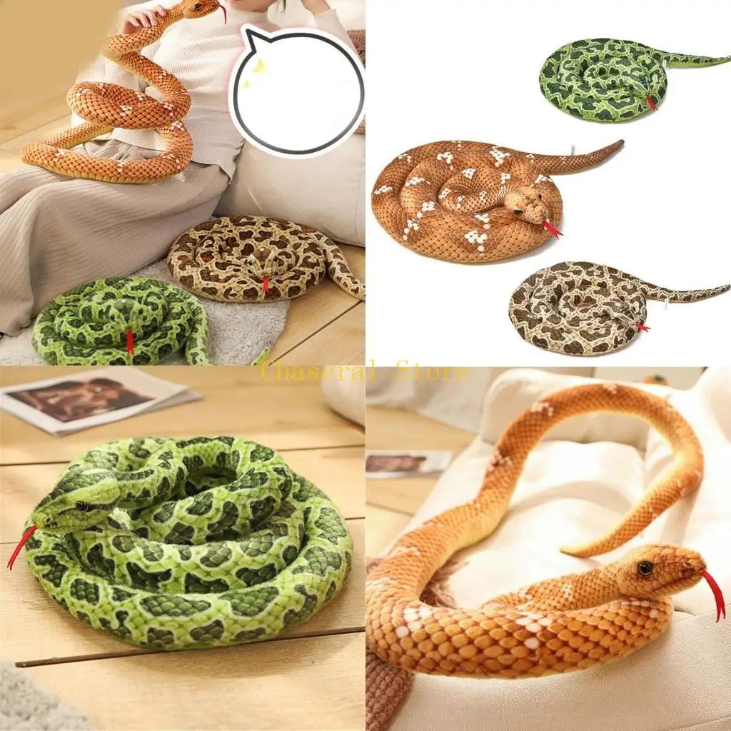 

E7CE Stuffed Animals Oversized Snake Halloween Pranks Toy Soft Snake Figure Toy