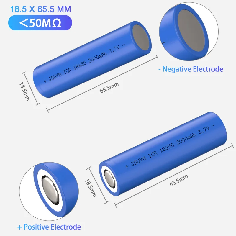 Batterie au lithium aste, cellule 18650 V, 2000mAh, ICR18650, 3.7