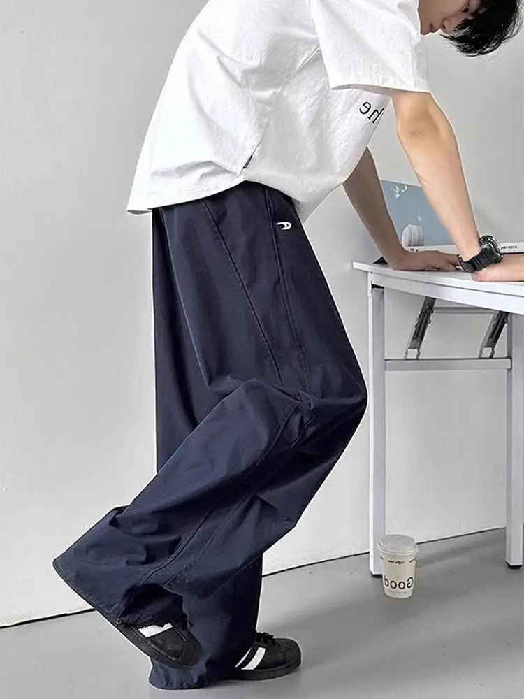 

Qui Dry Ice Silk Men's Casual Pants Summer Thin Straight Leg Breathable Faionable Teenagers Wear Outdoor Sports Trousers