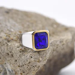 Men's/Women High Quality Stainless Steel Multiple Colors Gemstone Styles Golden Onyx Rings Jewelry