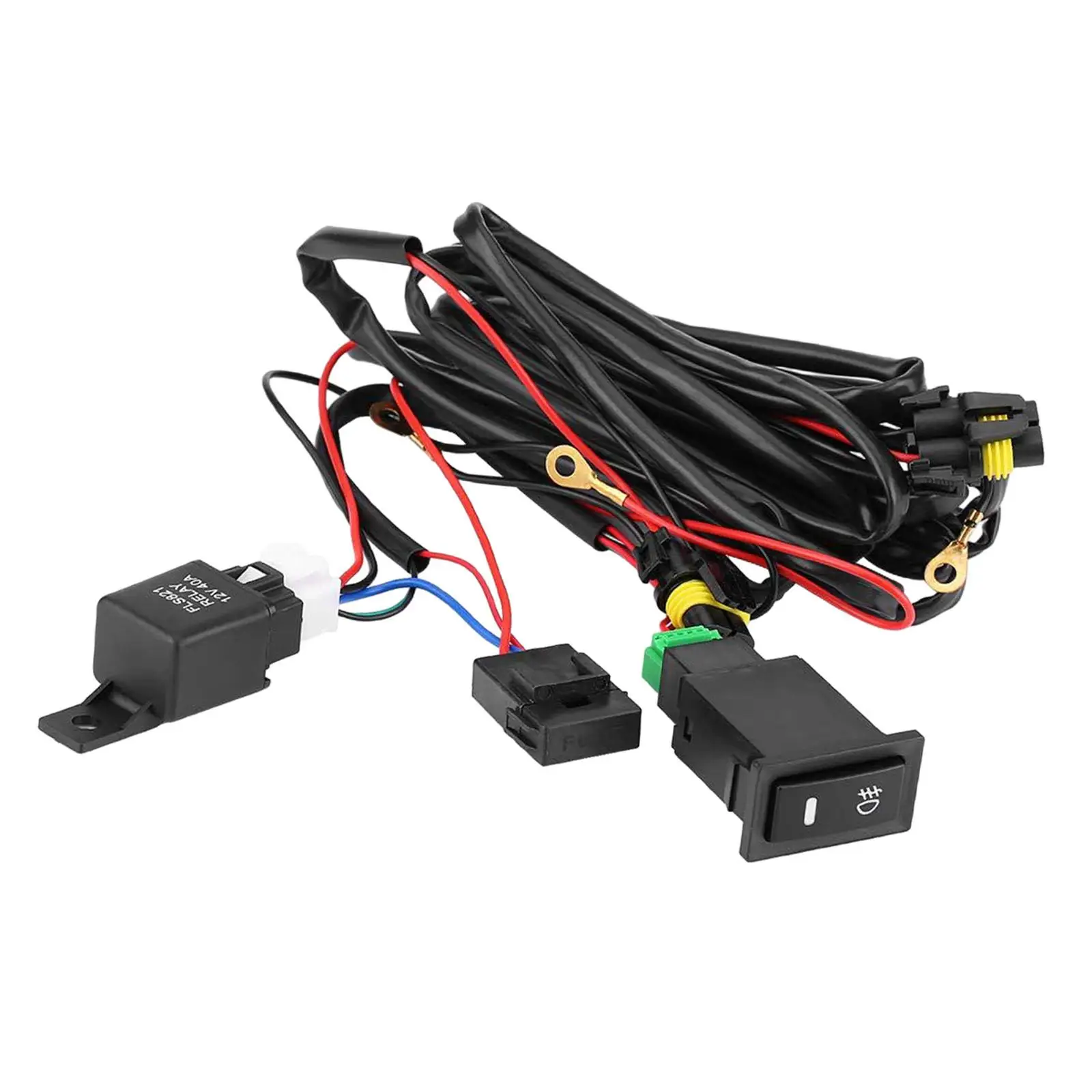 Fog Lights Wiring Harness Set 2.5M Wiring Harness Automotive Modification Easy Installation Accessory Spare Parts Replacement