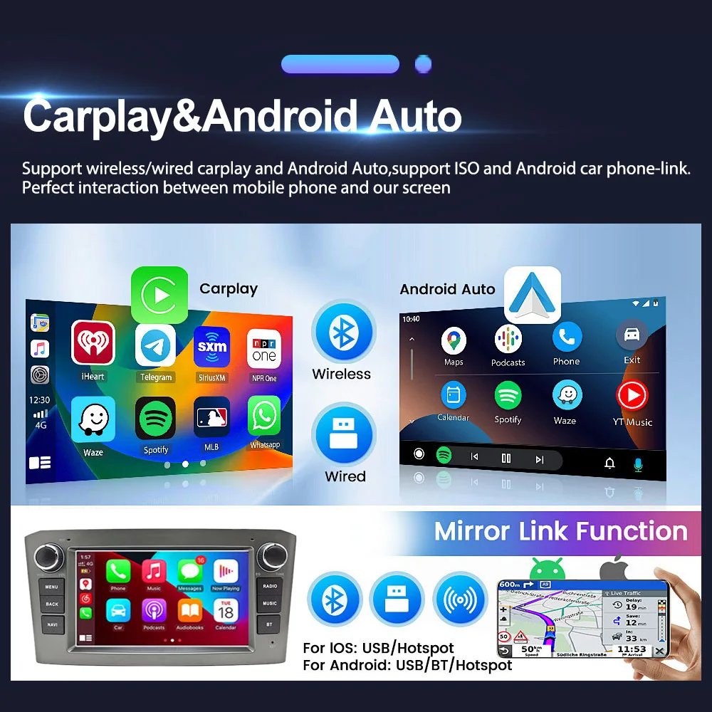 7 Inch Car Multimedia Player CarPlay Android 15 For Toyota Avensis T25 2002-2010 Stereo Car Radio Autoradio GPS Navigation BT FM view 3