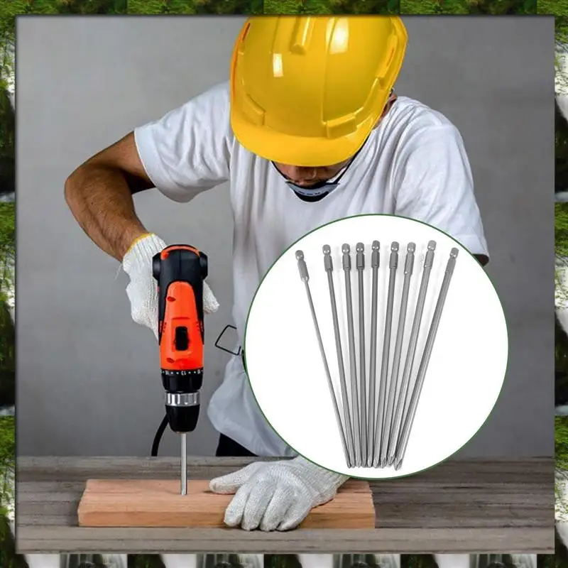 

The New 9Pcs 1/4 Inch 200Mm Ph1 Ph2 Phillips Magnetic Long Hex Cross Head Screwdriver Bits S2 Electric Drill Power Driver Tools