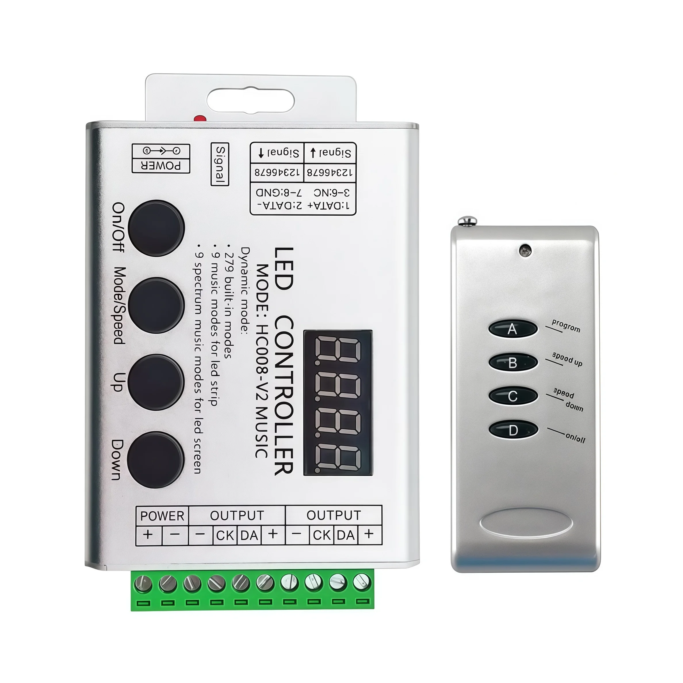 HC008 4Keys DC 5V 12V 24V programmable RGB led pixel controller 133 effect modes dimmer for WS2812 WS2811 2801 LED Strip Light