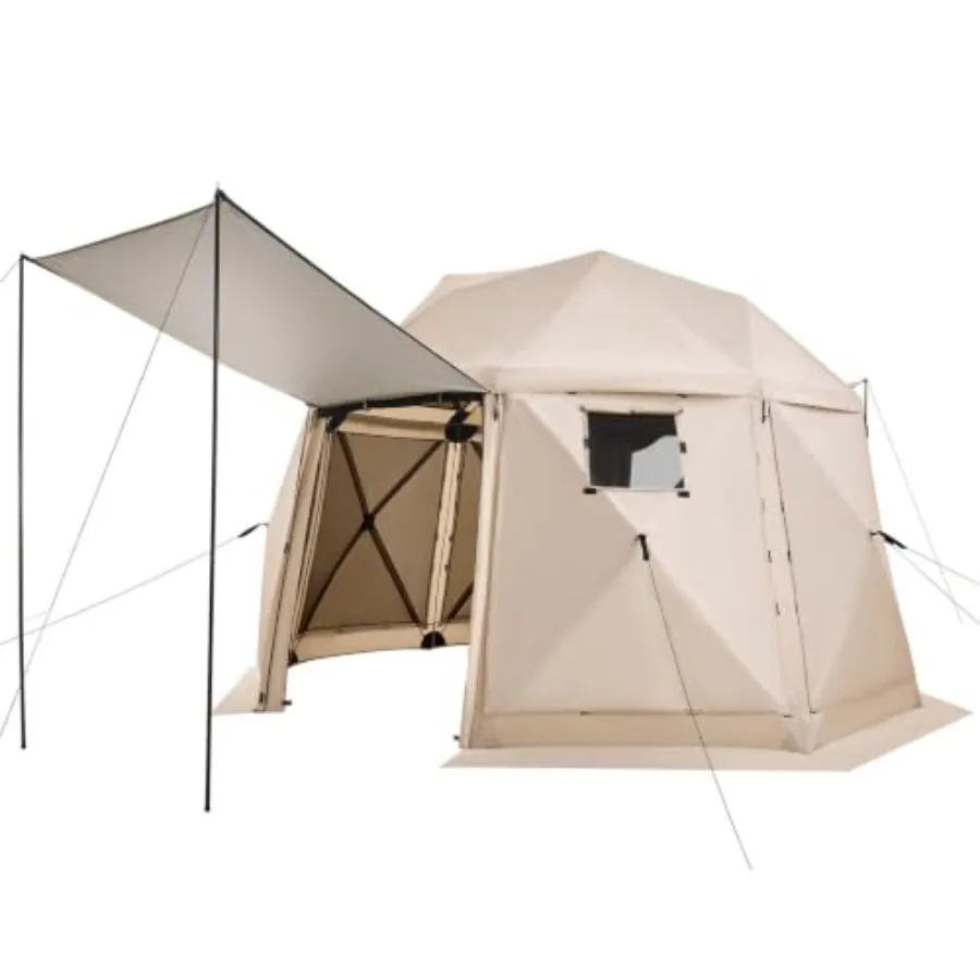 Pop up Gazebo Screen Tent, 12 x 12 ft, 13-Sided Spherical Camping Canopy Tent with Removable Top and Carry Bag, Quick-Set and B