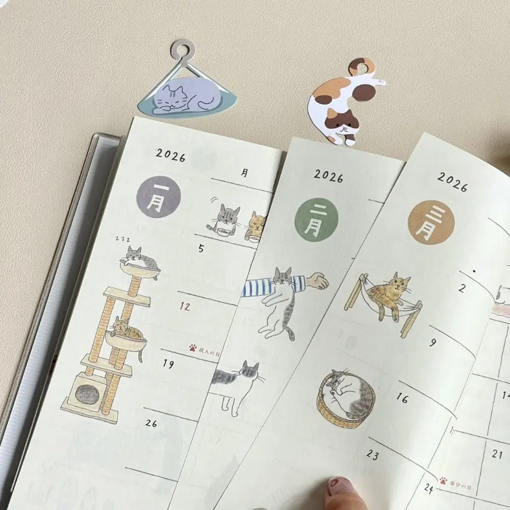 Cute Animal Cat 2025 Planner Notebook Color Page Thick Paper Student Class Notebook Multifunction Creative Diary Handbook Gifts