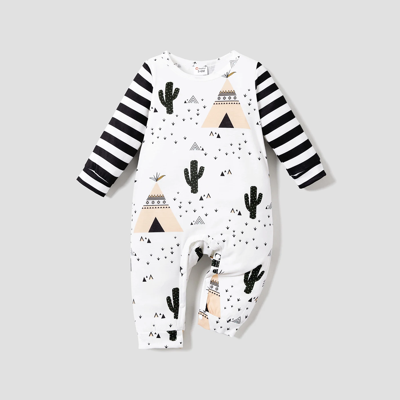 

PatPat Baby Boy/Girl All Over Print Striped Long-sleeve Jumpsuit