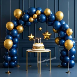87pcs Night Blue Gold Latex Balloon Arch Set for Birthday Wedding Gender Reveal Bachelorette Party Family Reunion Balloon Decor