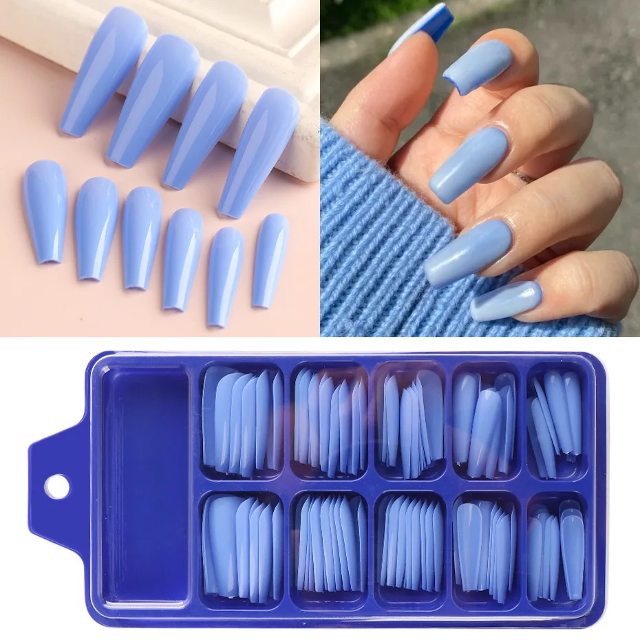 100 pçs rosa falso prego imprensa em unhas acrílico extensão caixão formas dicas de unhas artificial longo cobertura completa ferramentas para unhas