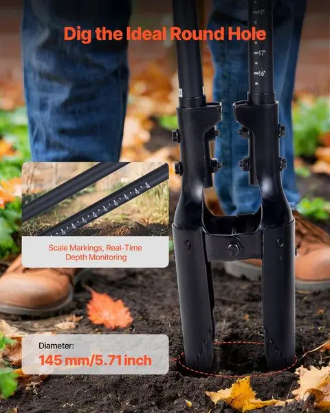 حفار آخر مع علامات مقبض من الألياف الزجاجية مقاس 57.5 بوصة حفار ثقب يدوي