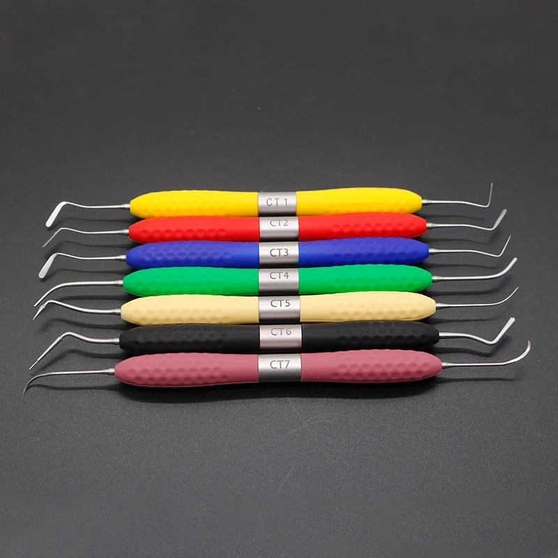 7Pcs/Kit Resin Spatulas Resin Filler Aesthetic Restoration Kit for LM Resin Knife Plastic Dresser with Silicone Handle