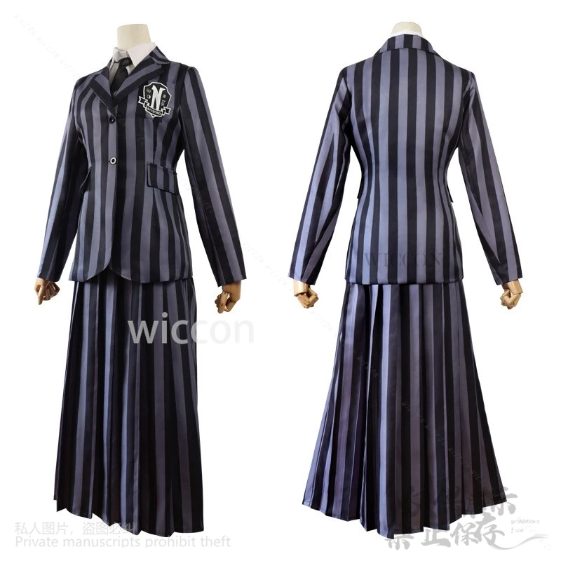 Anime Film Wednes Addams Cosplay Kostuum Meisjes Zwarte Gothic Jurk Lolita Prom Jurk Meisje Outfits Halloween Carnaval Feest Kids