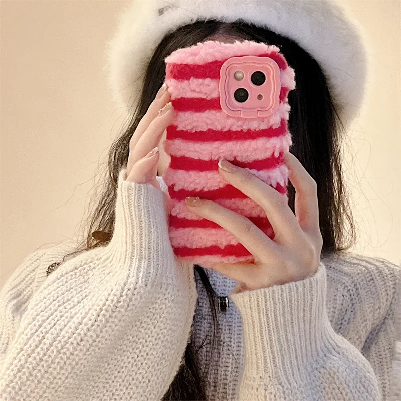 Plush Hair Fluff Toy Soft Back Cover Phone Case for Huawei Mate 60 Pro Mate 50 40 30 Pro Warm Cute Fluffy Stand Phone Case Cover