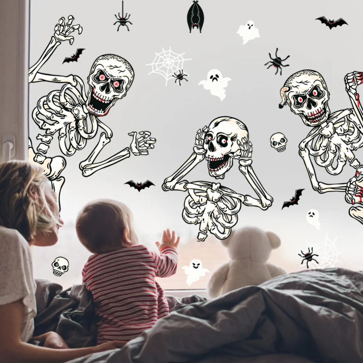 

Halloween Window Clings Decor for Halloween Double Side Window Stickers Removable Glass Decals for Party Decorations Indoor