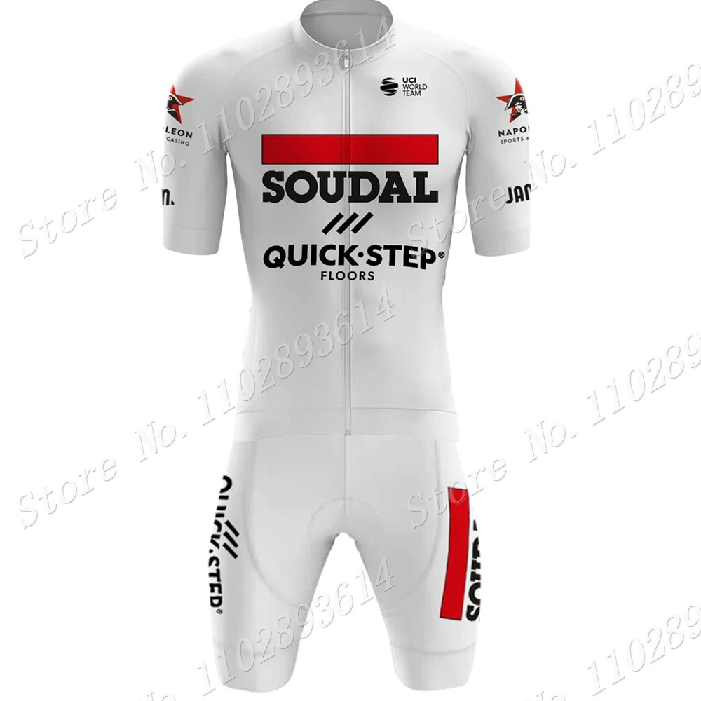 2023 White Soudal Quick Step Team Cycling Skinsuit Bodysuit World Champion Cycling Jerseys Set Race Clothing Jumpsuit MTB