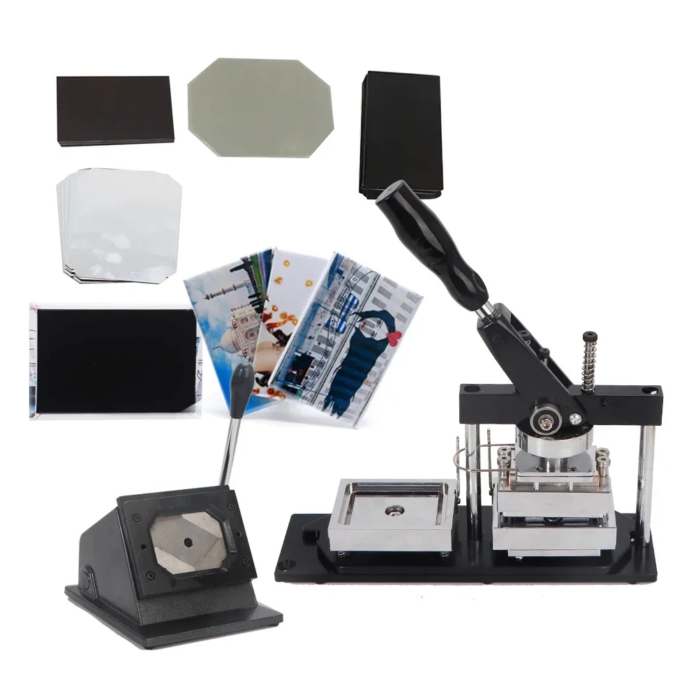 Manual 80*53mm Rectangular Badge Button Making Machine Magnetic Fridge - Press Machine for Restaurant Industries
