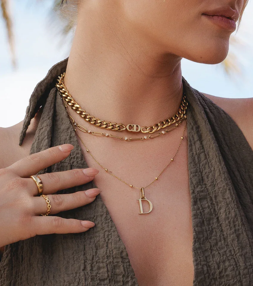 

Индивидуальное ожерелье с инициалом, женское ювелирное изделие с монограммой из нержавеющей стали с покрытием из 18-каратного золота, лучший подарок на день рождения для женщин