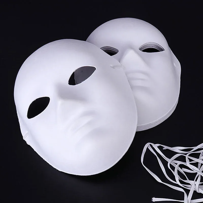 10 Uds. Máscaras de papel DIY máscara pintable máscara lisa blanca disfraz accesorios para fiesta de disfraces danza fantasma Cosplay máscara de fiesta 2025 nuevo