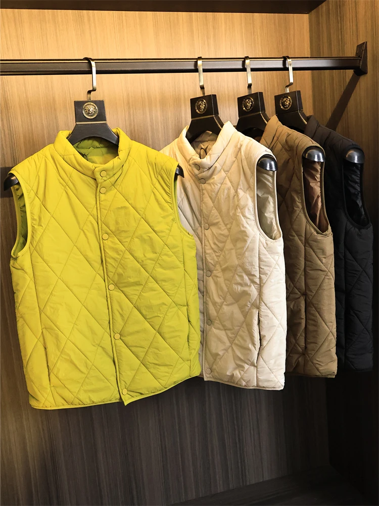 

Retro Japanese Sle! Mountainous Quilted! Autumn Winter Men's Color 3D Quilted Warm Faionable Stand Collar Vest Jaet