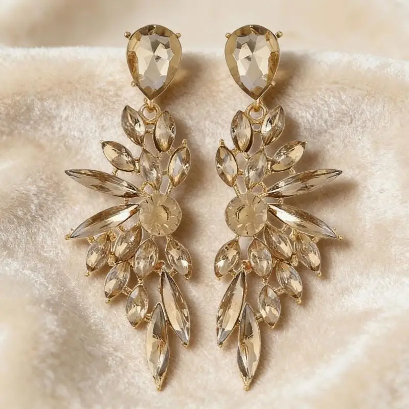  6 Pairs Glittering Crystal Earrings Handcrafted Detailing Elegant Party Jewelry Set for Sophisticated Women Fashion