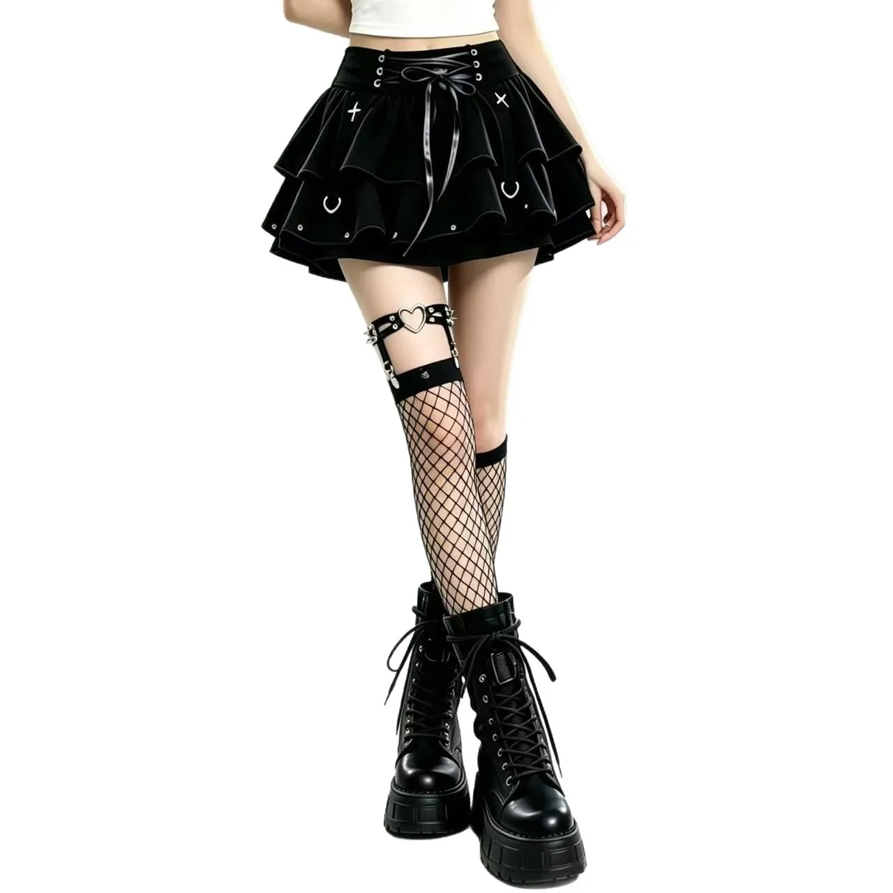 Black Y2K Trendy Girl Bow Tie Puffy Cake Half Skirt Women's Summer 2026 New Design High Waist A-Line Mini Skirt