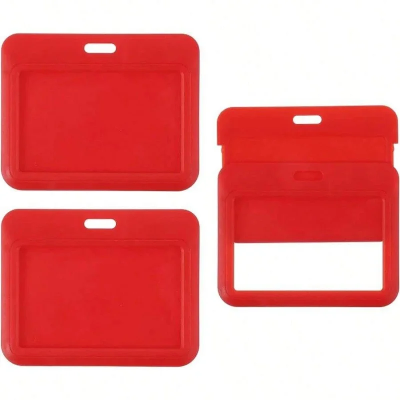 

3Pack Clear Badge Holder Plastic ID Badge Holder Clear Window Horizontal ID Protector Clips