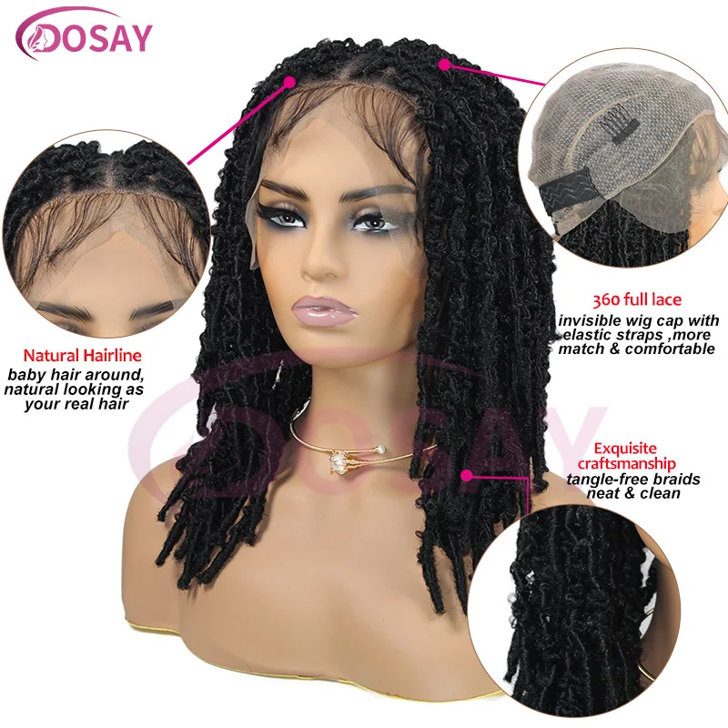 Parrucche sintetiche corte Dreadlock per le donne parrucca Afro riccia Twist dea Locs parrucche intrecciate con scatola ondulata treccia con corsetti anteriori in pizzo pieno