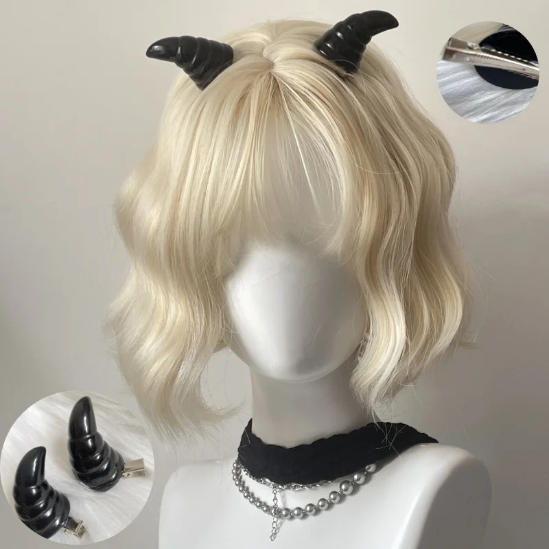 

Цельная ручная работа, Хэллоуин, темные готические рога, заколки для волос, милый единорог, ночная вечеринка, головной убор с рогом, реквизит для косплея