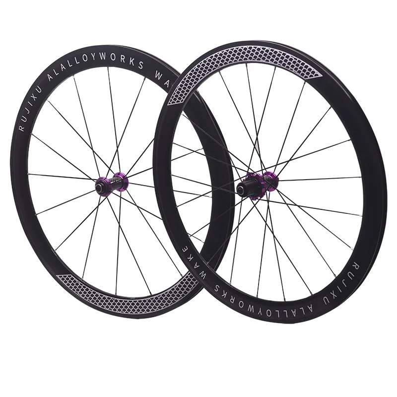 

RUJIXU road wheelset 6pawls Ultralight 700C Height 30/40/50MM Pull Straight Flat Spokes Wheel Group V / C brake disc brake