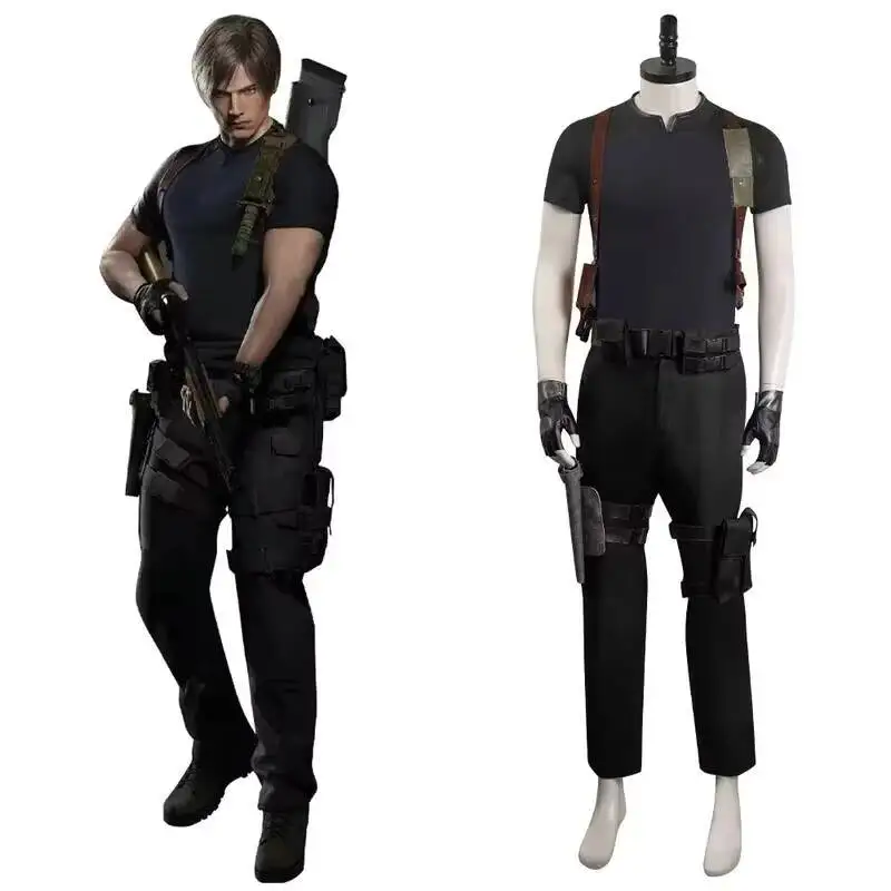 

Biohazard Resident 4 Leon S Kennedy Evil Cosplay Costume Shirt Top Pants Man Clothes Outfits Halloween Carnival Suit For Men