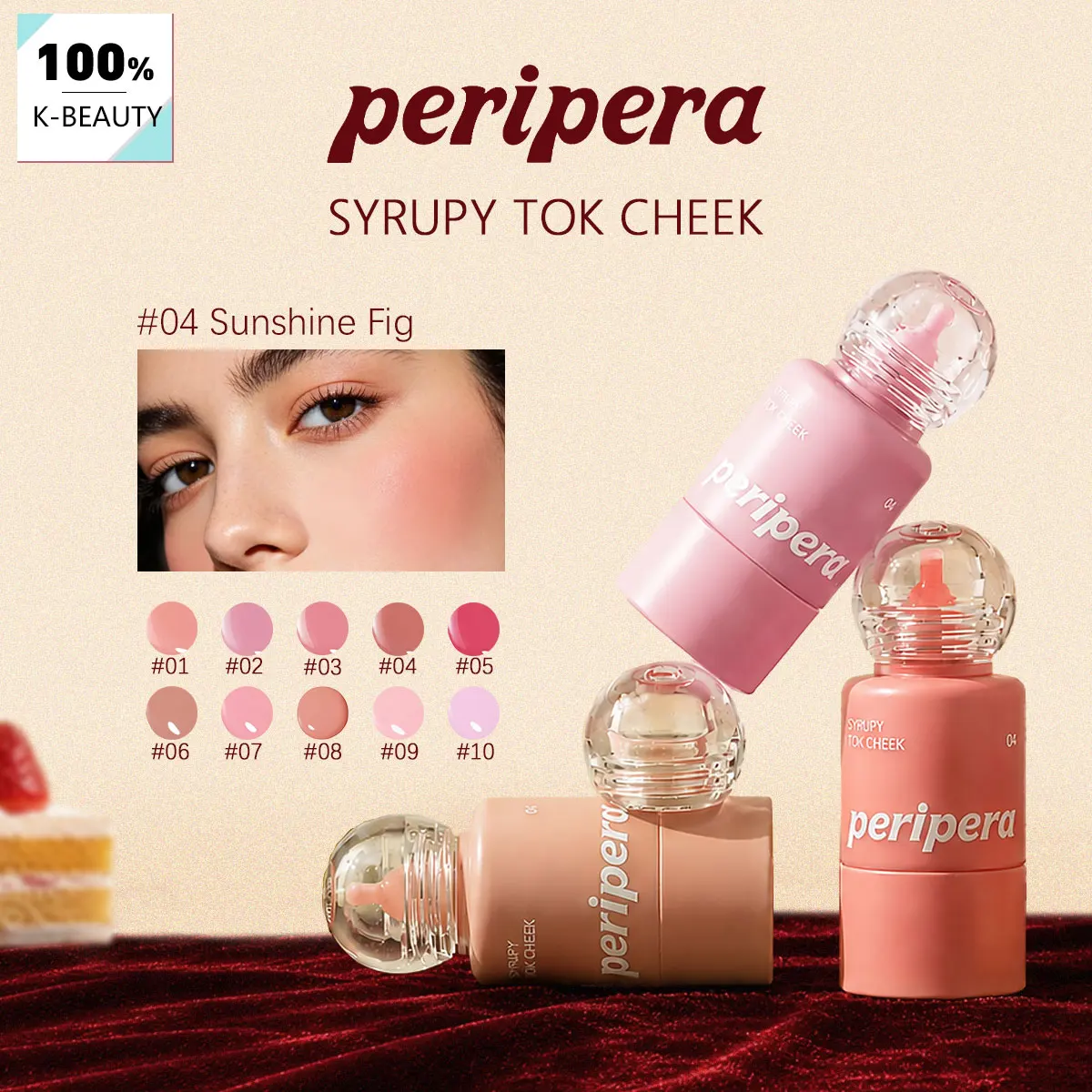 PERIPERA SYRUPY TOK CHEEK,Hydrating Liquid Texture,Luxury Makeup,Natural Skin-Fusion Finish,Korean Cosmetic,Korean Makeup