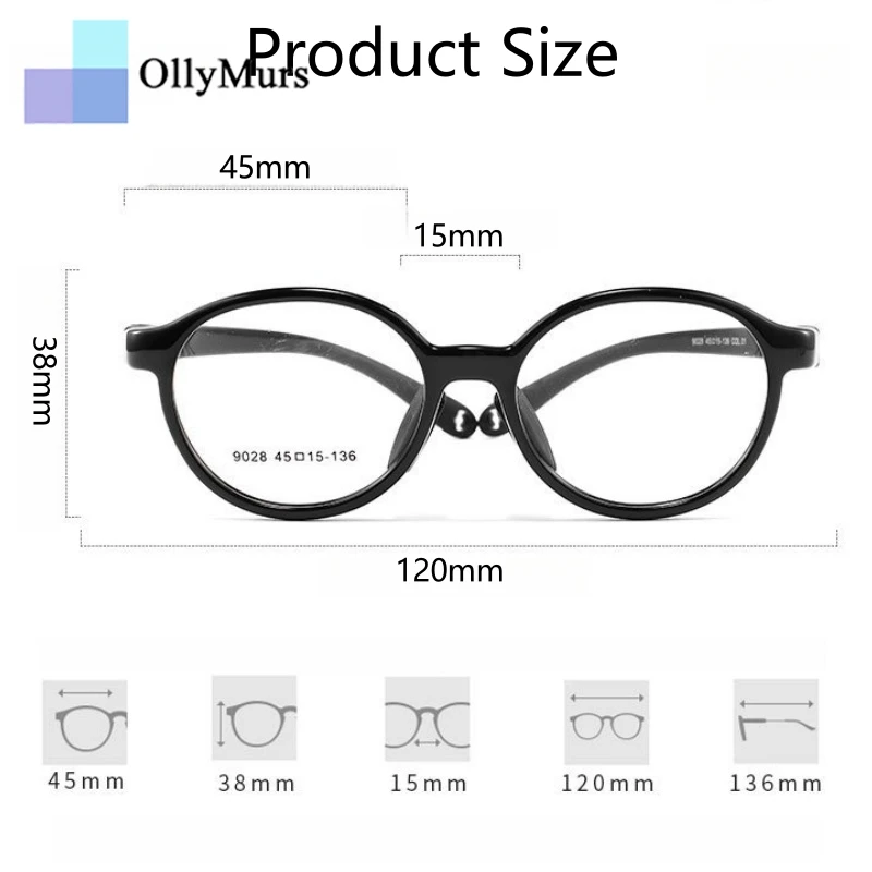 OLLYMURS Сверхлегкая удобная детская оправа для очков для мальчиков, винтажные круглые гибкие оптические детские очки по рецепту для девочек