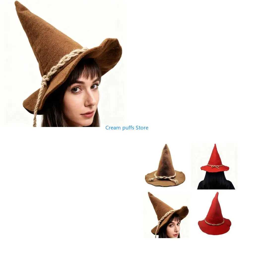 50LE Halloween Scarecrows Witch Hat Lolitas Cosplay Witch Hat Magical Wizard Hats
