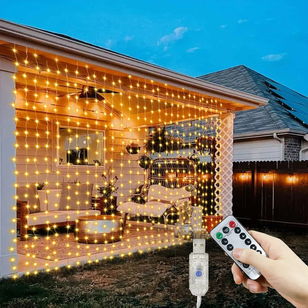 السنة الجديدة مصباح غرفة نوم LED 8 طرق USB التحكم عن بعد الجنية أضواء سلسلة للمنزل الزفاف زينة عيد الميلاد جارلاند الستار أضواء