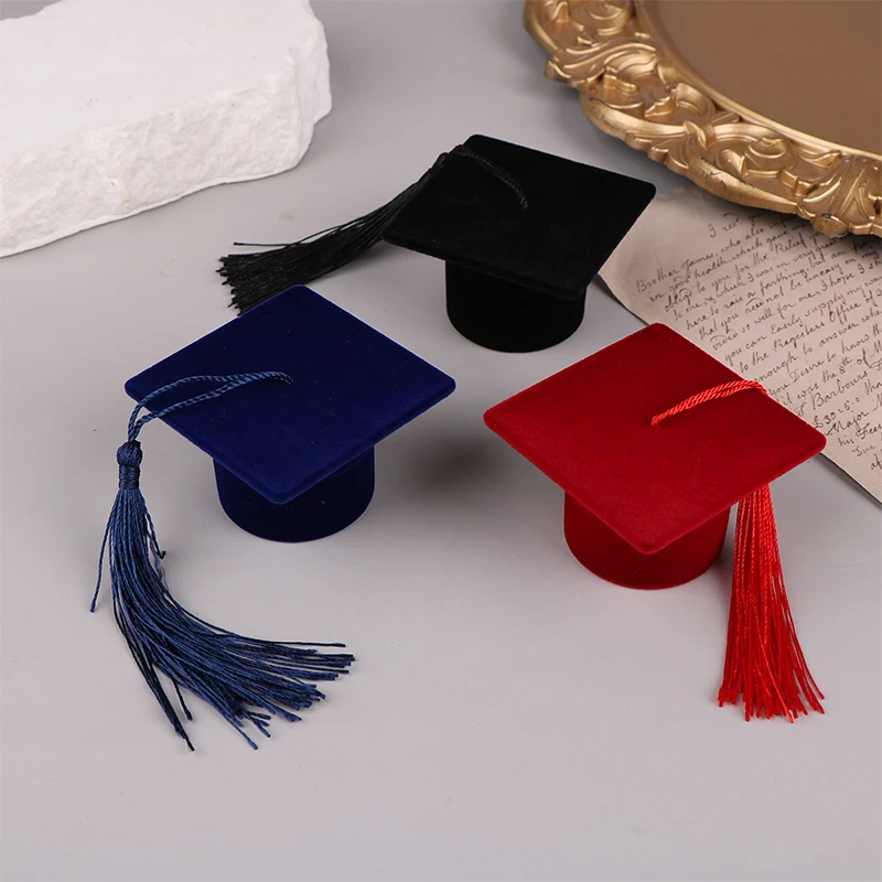 Doctoral Hat Shaped Ring Box Jewelry Storage Case Wedding Valentine Gift Box