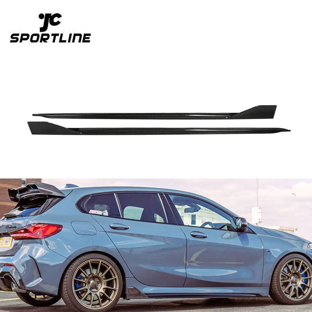 For BMW F40 118i M135i Hatchback 2020+ REAL CARBON Side Skirt Extension Spoiler