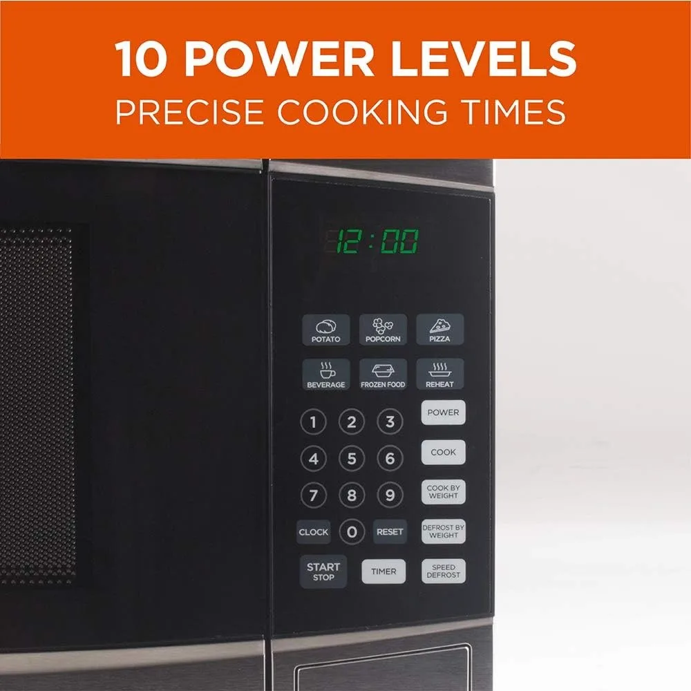 Oven Microwave dengan tombol Popcorn dan meja putar yang dapat dilepas, 10 tingkat daya & 6 preset satu sentuhan mudah, oven Microwave Desktop