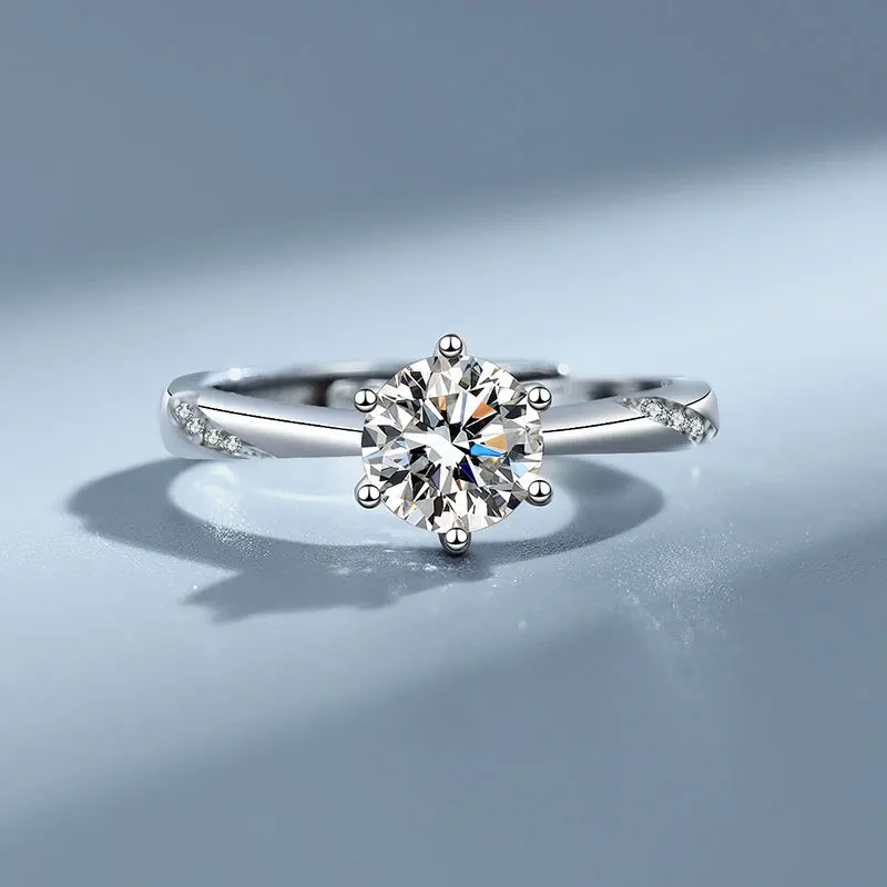 Six-Claw Open Ring 2ct Moissanite Women's PT950 Platinum - 2ct eye-catching center stone, full aura, banquet centerpiece