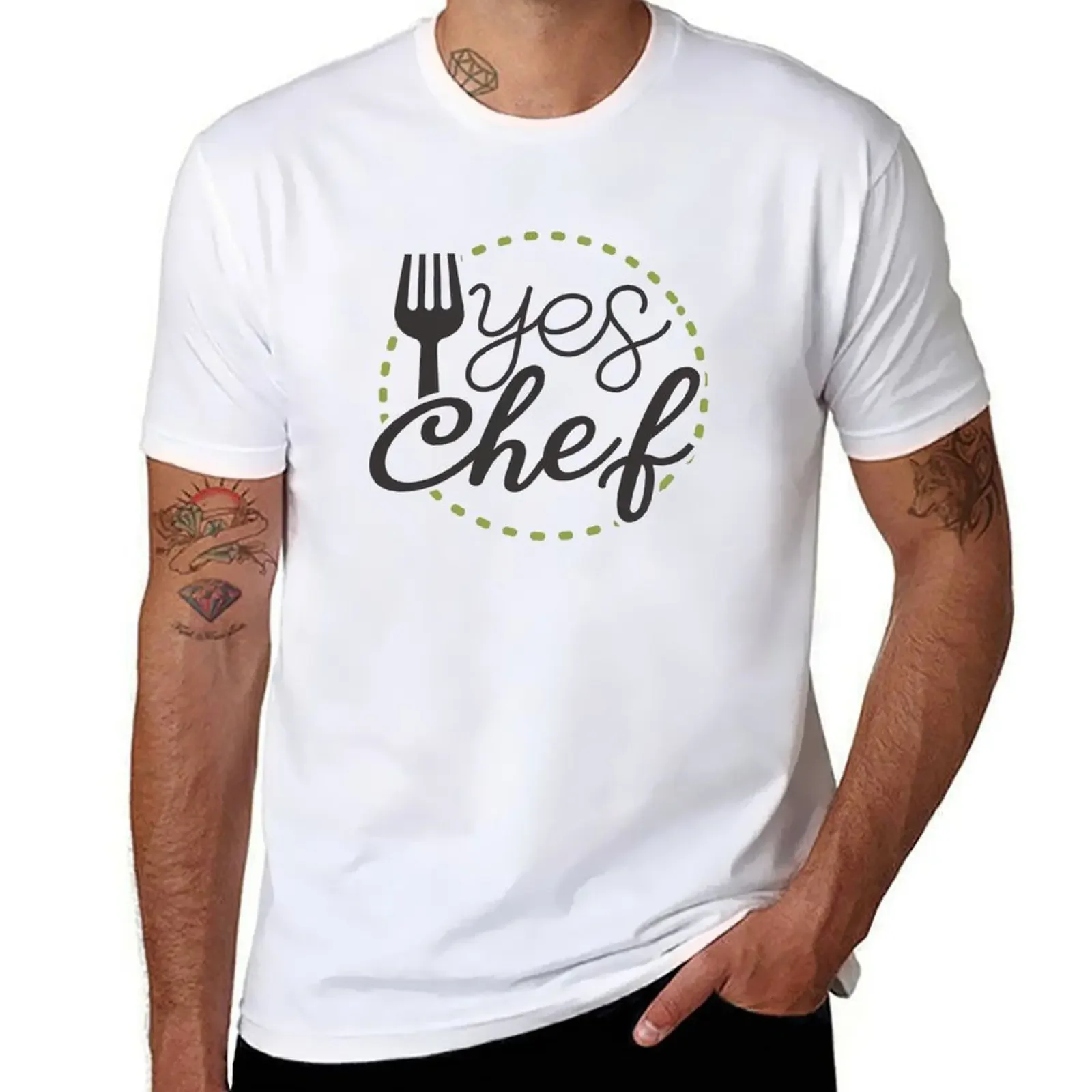 

Yes Chef best design for cooking team T-shirt boys animal print blacks kawaii clothes black t-shirts for men