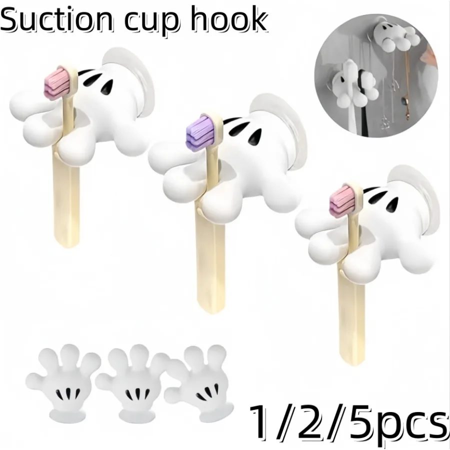 1/2/5pcs Creative Palm Toothbrush Holder Multi-Function Hook Cute Traceless Hook Bathroom Towel Suction Cup Data Cable Winder