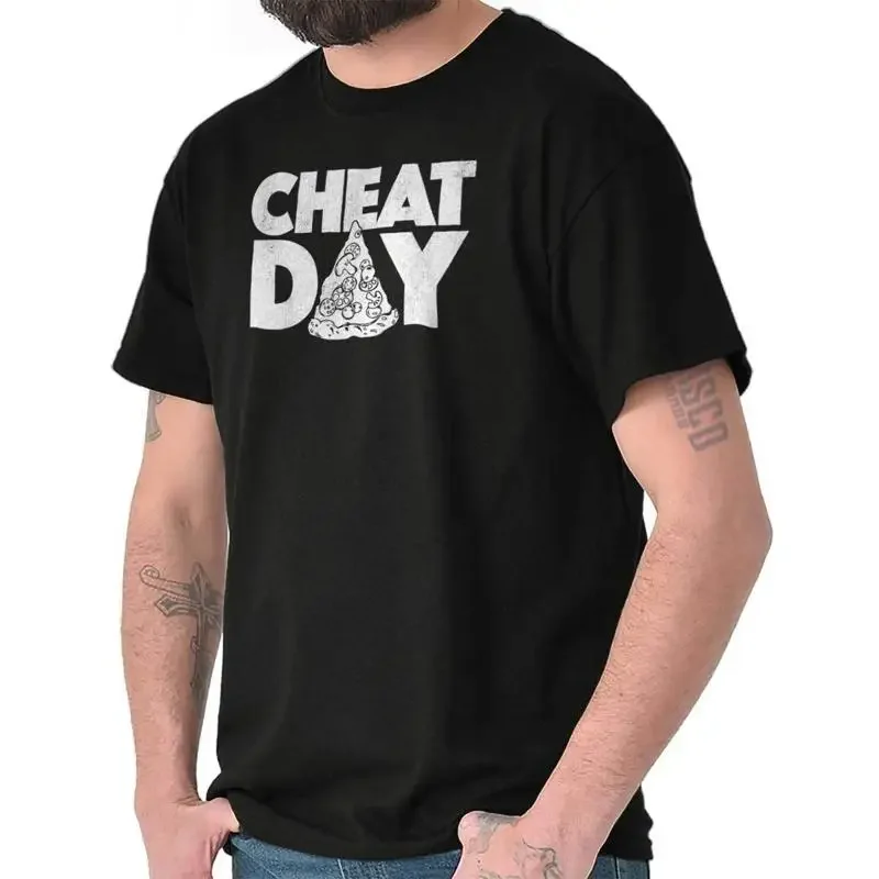 Funny Sarcastic Food Humor Cheat Day Pizza Womens or Mens Crewneck T Shirt Tee