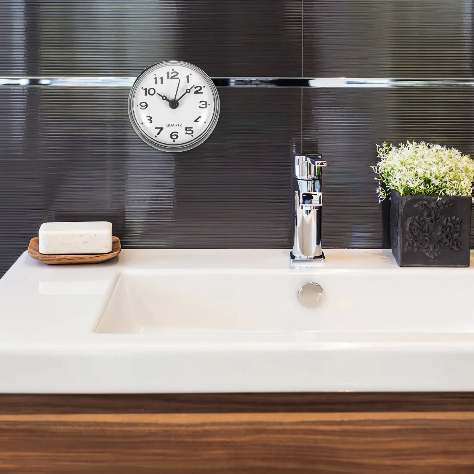 Small Wall Clock Waterproof Bathroom Clock with Suction Cup for Shower Or Kitchen Space Saving Elegant Design Wall Ornament view 4