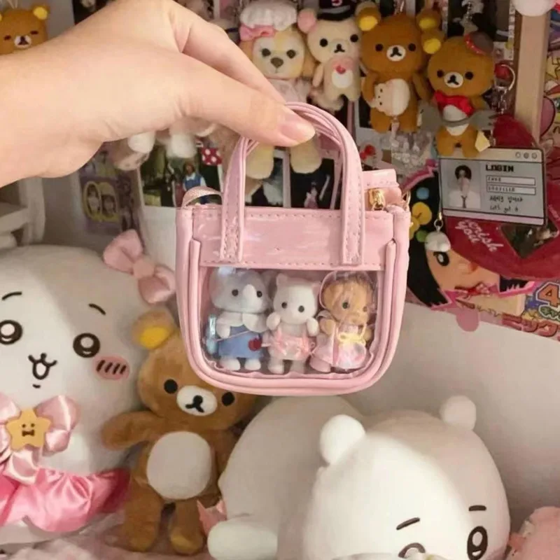 Transparent Y2k Mini Doll Pain Bags PU Leather Cute Lolita Ita Handbags Japanese Cartoon Crossbody Bags Kawaii Pink Mini Bags