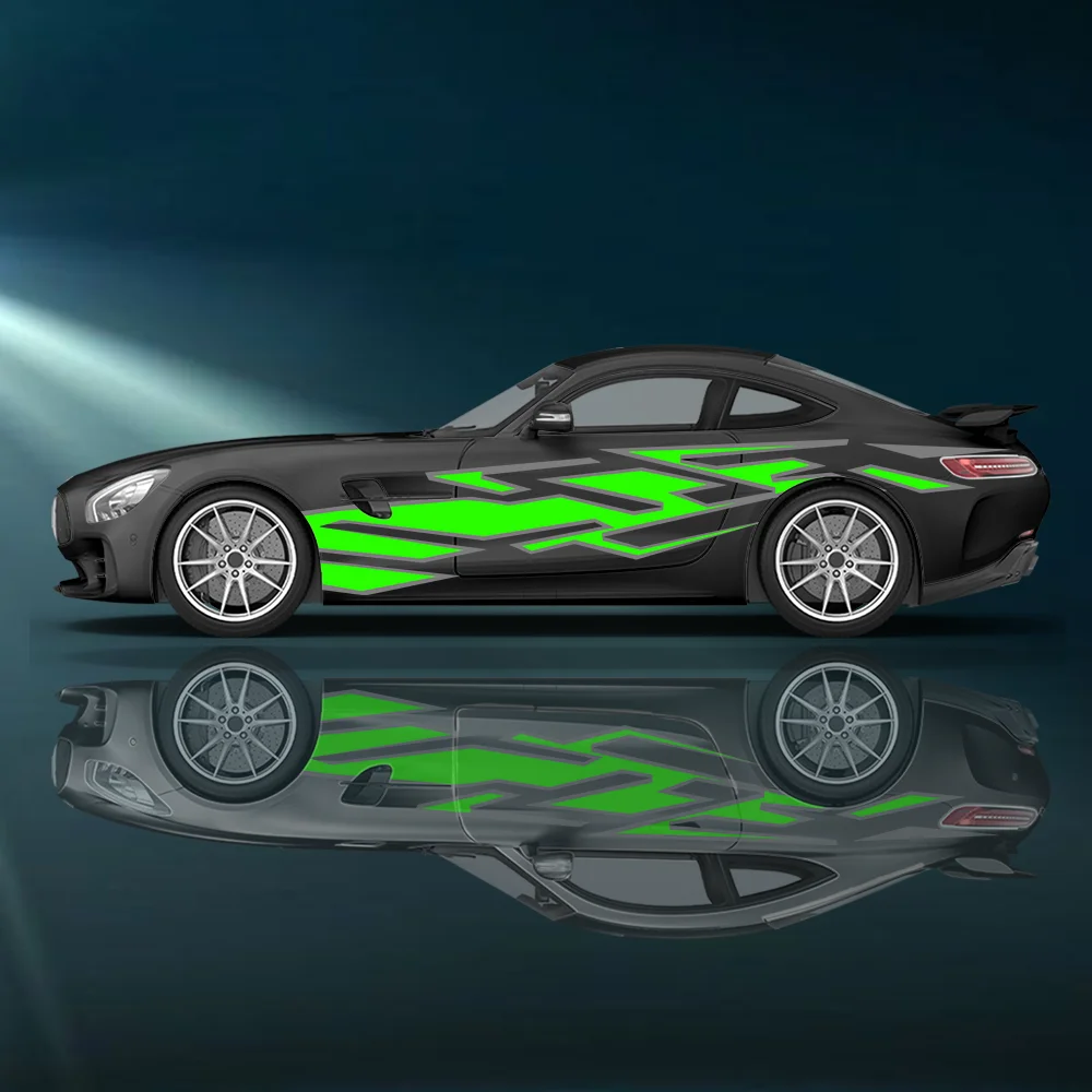 

Green Lightning Cool Lines Pattern Car Side Sticker Vinyl Self-adhesive Paper Motorsport Paint Decal Suitable for Car Truck Suv