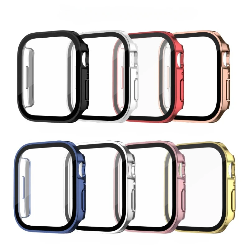 Wodoodporna obudowa zegarka szkło hartowane do Apple Watch Serie 8 7 pokrywa 40mm 44mm 41mm 45mm ochraniacz krawędź IWatch 6 SE 5 4