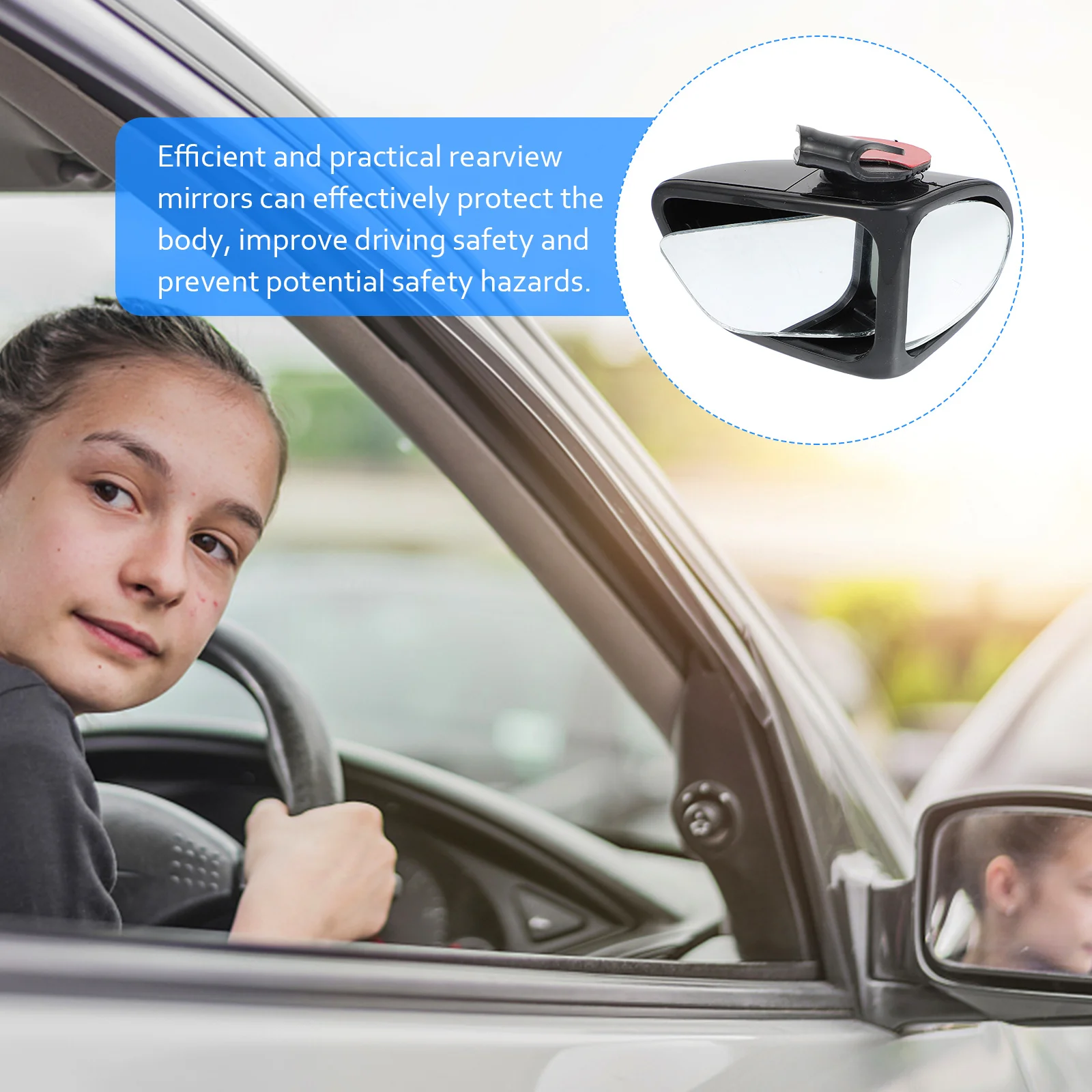 

2Pcs Car Accessories Rearview Mirror Universal Blind Spot Mirror High Definition Glass Durable Adhesive Design Easy Replacement