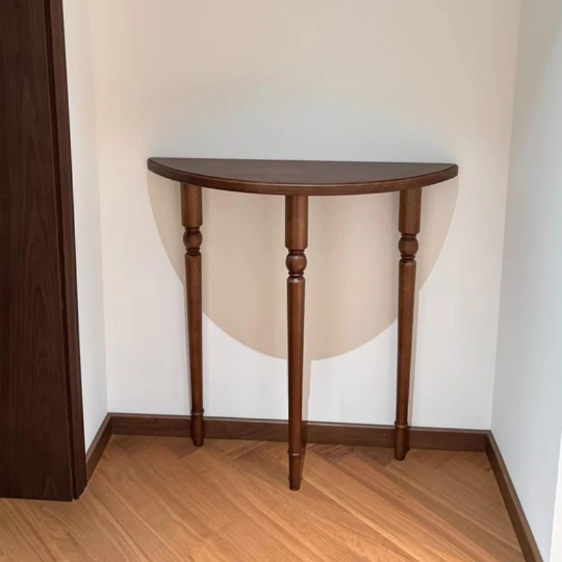 

French Solid Wood Console Tables Against Wall Display Table Home Luxury Narrow Desk Living Room Semi-circle Entryways Furniture