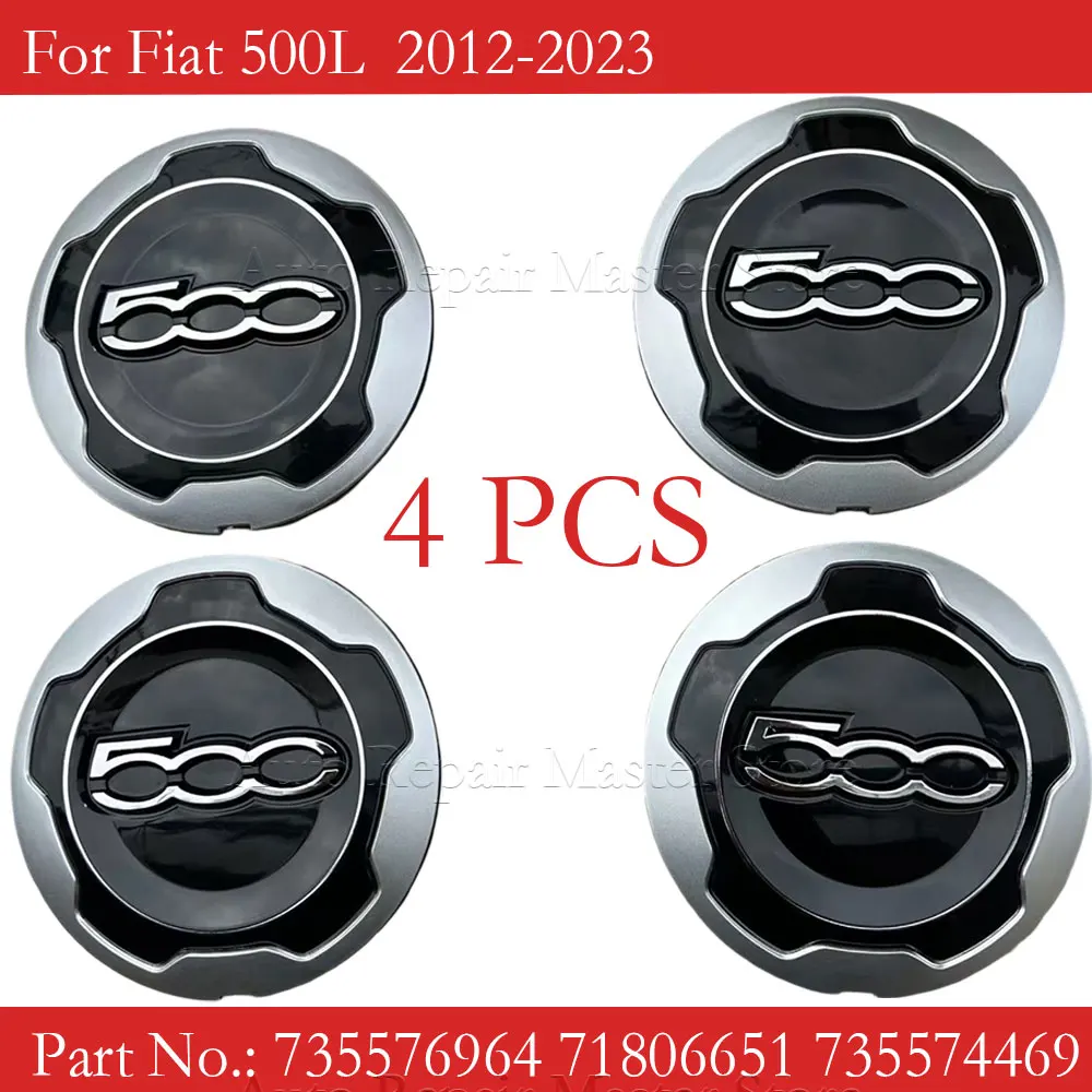 4PCS Hubcap Wheels Centre Hub Caps For Fiat 500L 2012-2023 735576964 71806651 735574469 Dust Cover Silver/Red