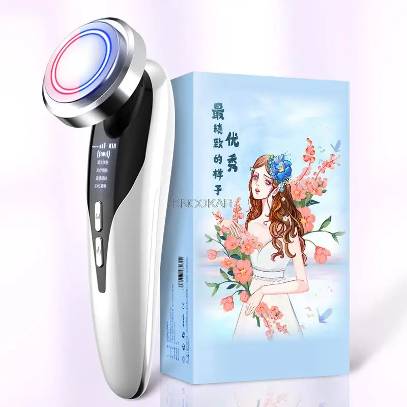 Induttore di ioni a radiofrequenza a luce colorata vibrare la impacco caldo detergente per il viso essenza magnetica più bella estrattore di bellezza